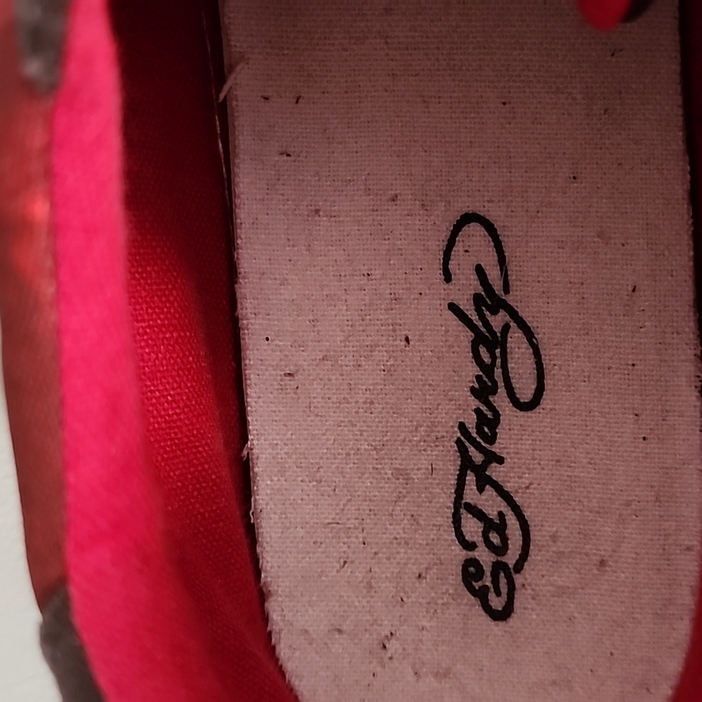 Ed Hardy Men's Red Jet Patterned Sneakers Size 11 Preowned - Picture 7 of 12